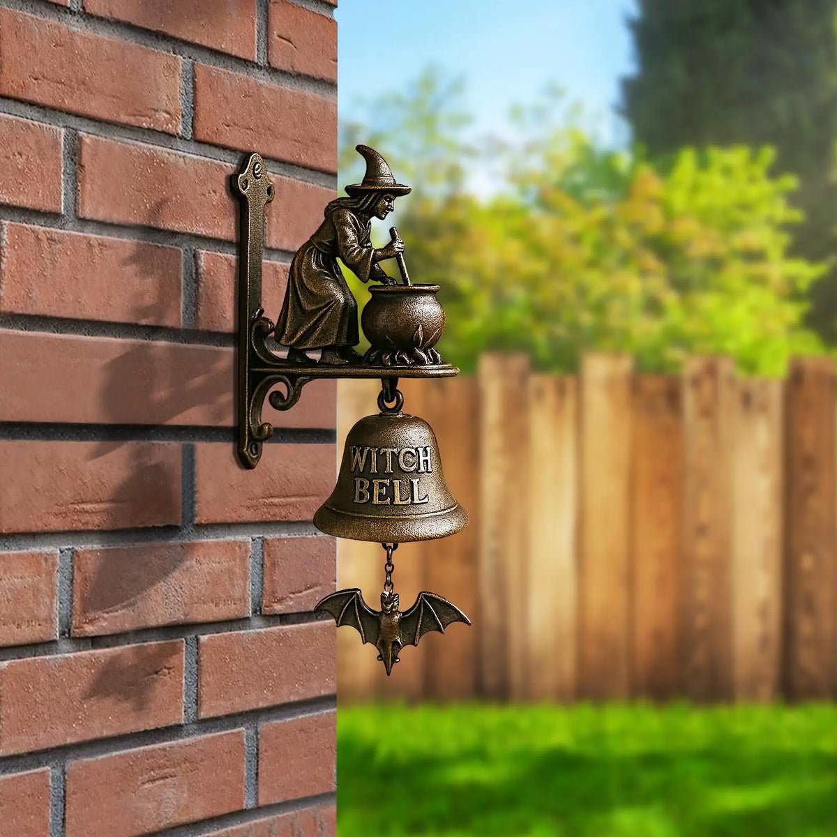 Witch Dachshund Outdoor Dinner Bell | Retro Farmhouse Door Chime Decorative Door Bell Axl