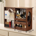 Walnut Wood Drawer Makeup Organizer – Large Cosmetic Storage Makeup Organizer Axl Walnut wood