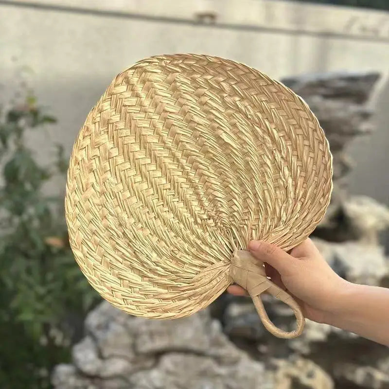 Vintage Handmade Palm Leaf Fan – Natural Foldable Cooling Fan Handheld Decorative Fan Axl about 30-32cm