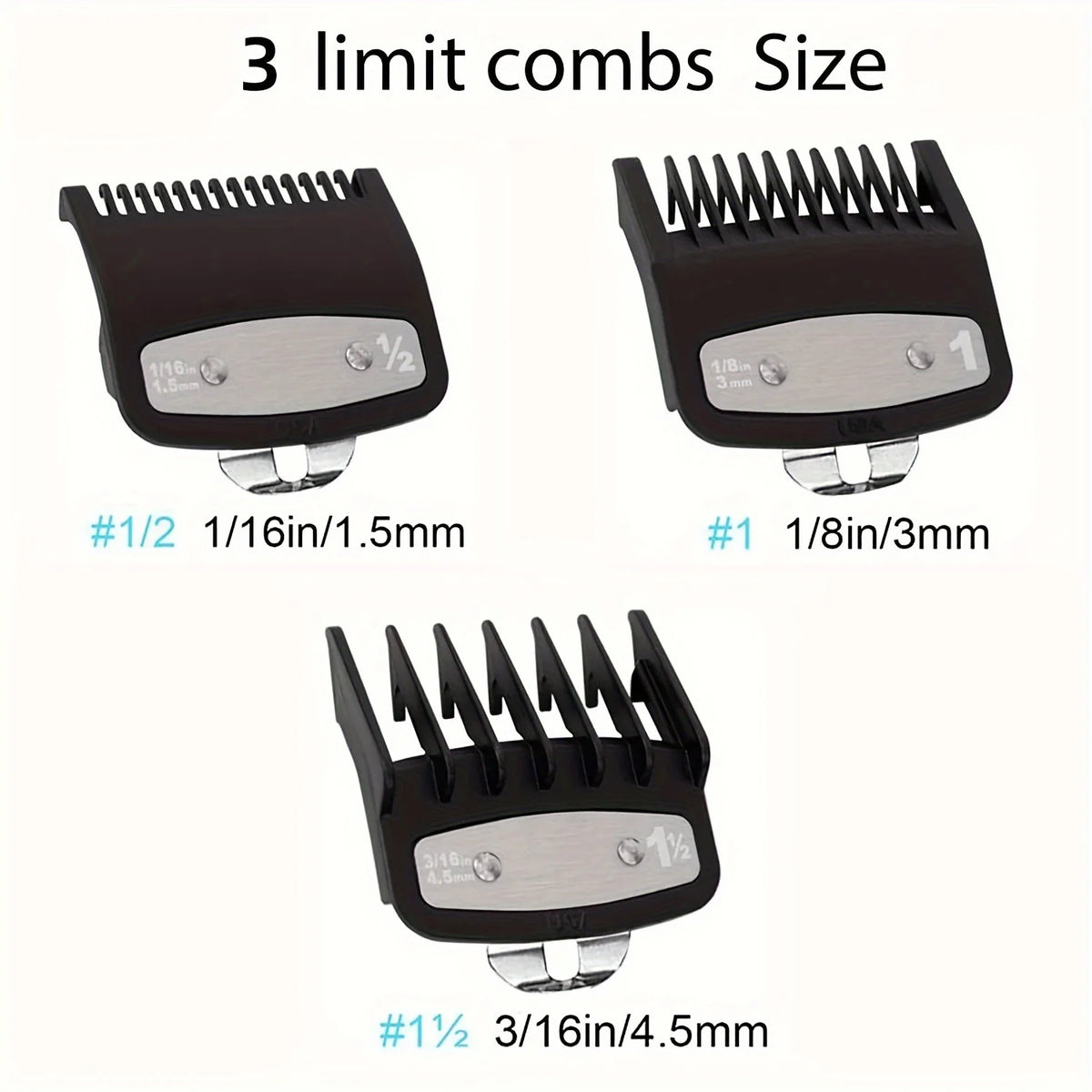 3-Piece Hair Clipper Positioning Comb Set | Barber Guide Combs Clipper Guide Combs Axl black 3pcs set