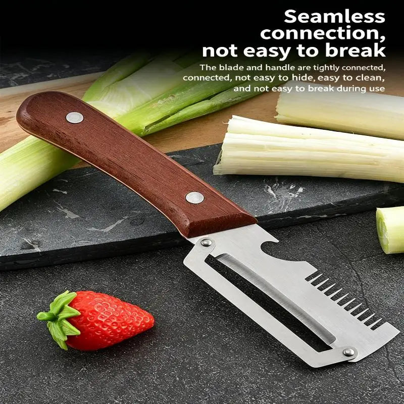 3-in-1 Stainless Steel Vegetable Peeler with Wooden Handle Vegetable Peeler Axl