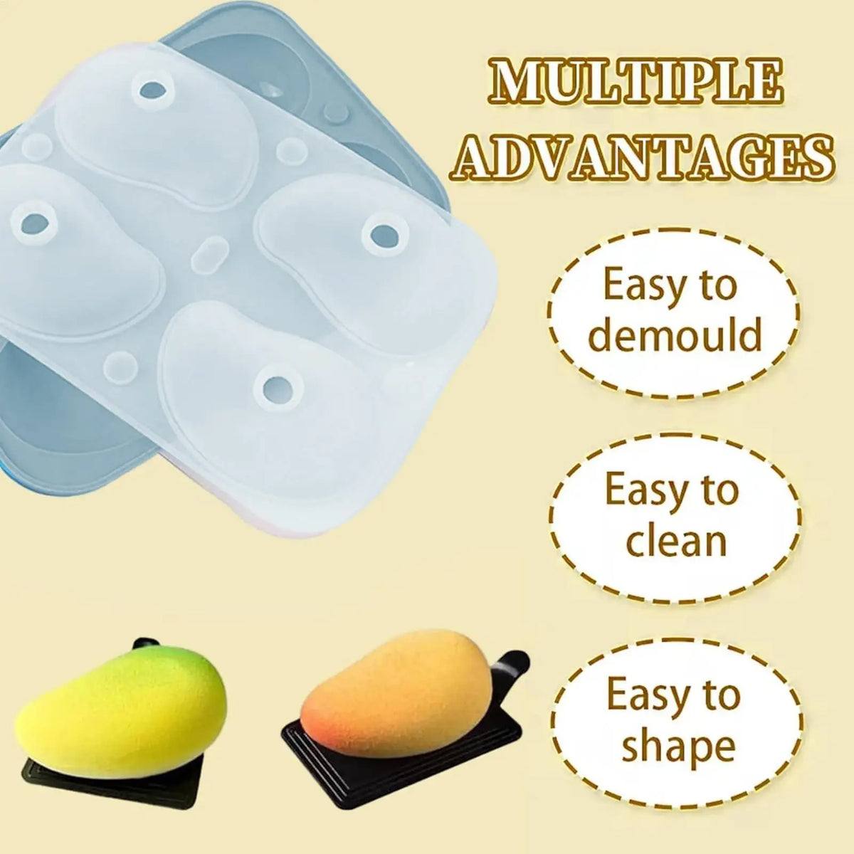 4-Cavity 3D Mango Silicone Mousse Mold – Cake, Jelly & Candy Silicone Cake Mold Axl