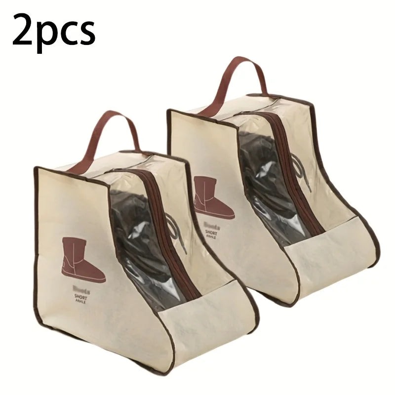 Boot Storage Bag with Handle – Shoe Organizer for Travel & Home Shoe Storage Bag Axl Beige short