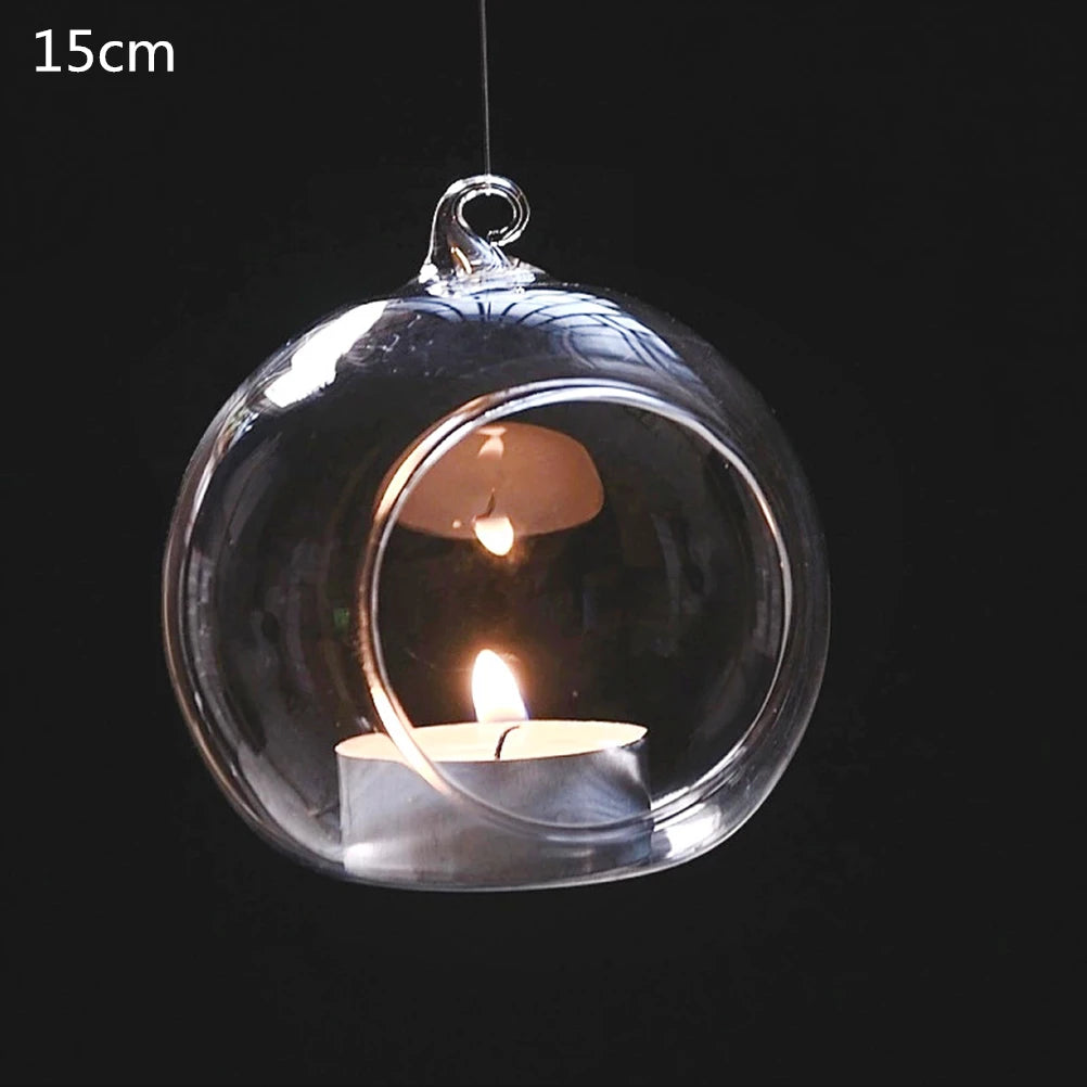 Hanging Clear Glass Terrarium Tea Light Candle Holder – Bubble Globe Glass Candle Holder Axl 15cm