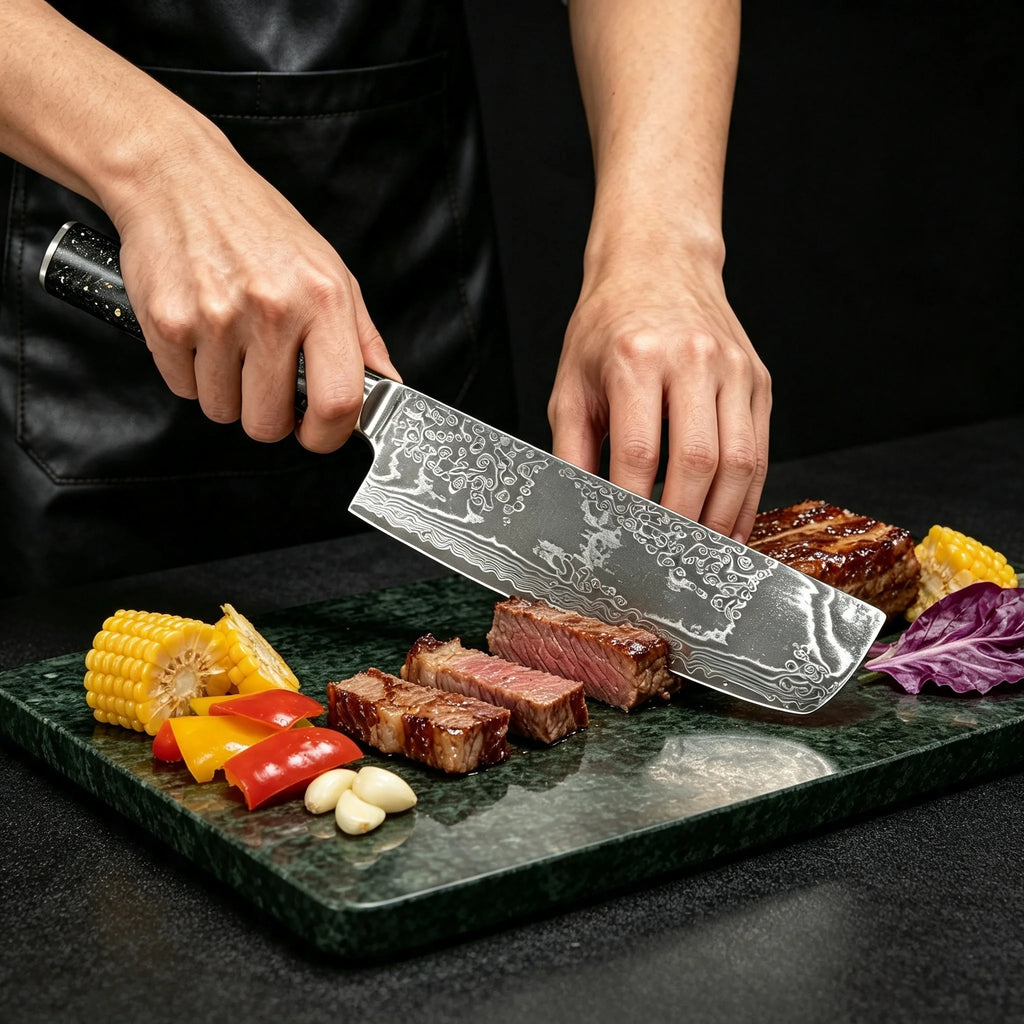 67-Layer Damascus Steel Nakiri Knife – Kitchen Slicing Blade Damascus Kitchen Knife Axl