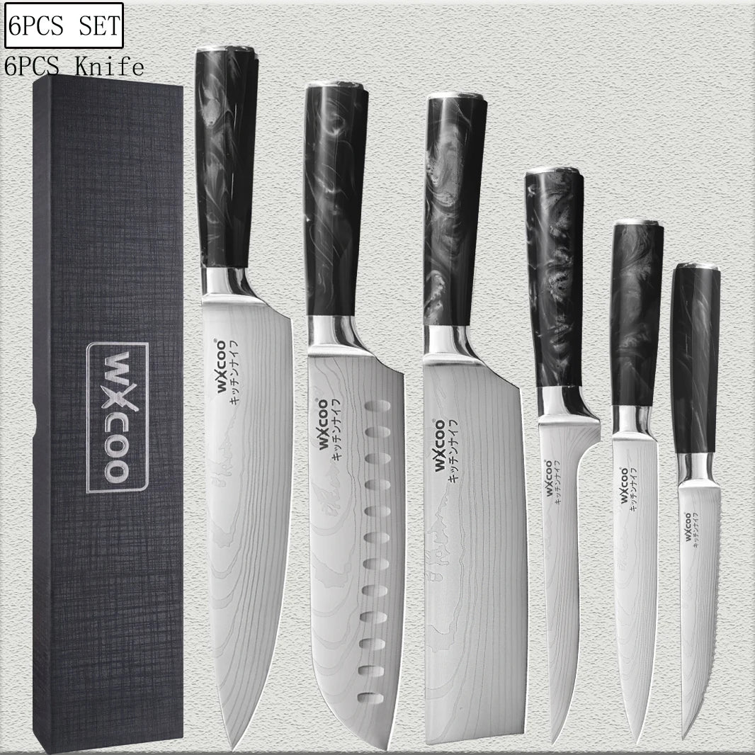 WXCOO Chef's Knife Set – Stainless Steel Kitchen Knives & Gift Box Kitchen Knife Set Axl 6PCS