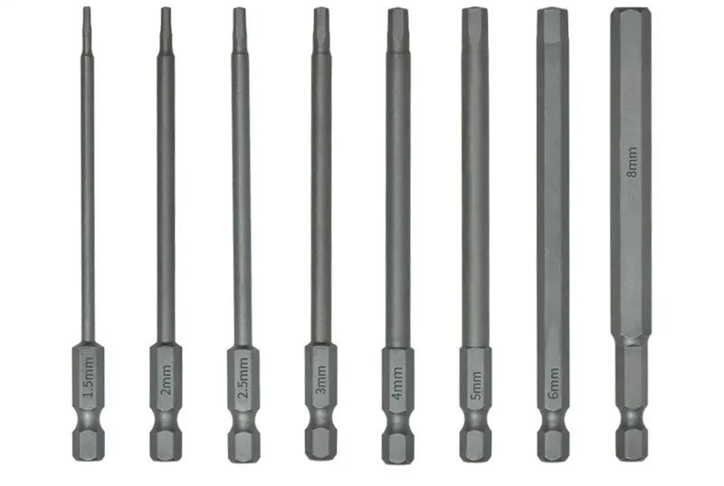 100mm Metric Hex Allen Drill Bits Set – Hexagonal Screwdriver Hex Drill Bit Set Axl (1.5-8) 100mm-8pcs