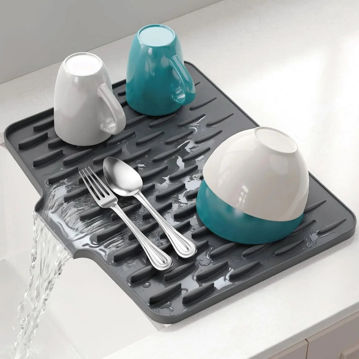Silicone Sink Mat with Built-In Drain | Non-Slip Dish Drying Tray Silicone Sink Mat Axl