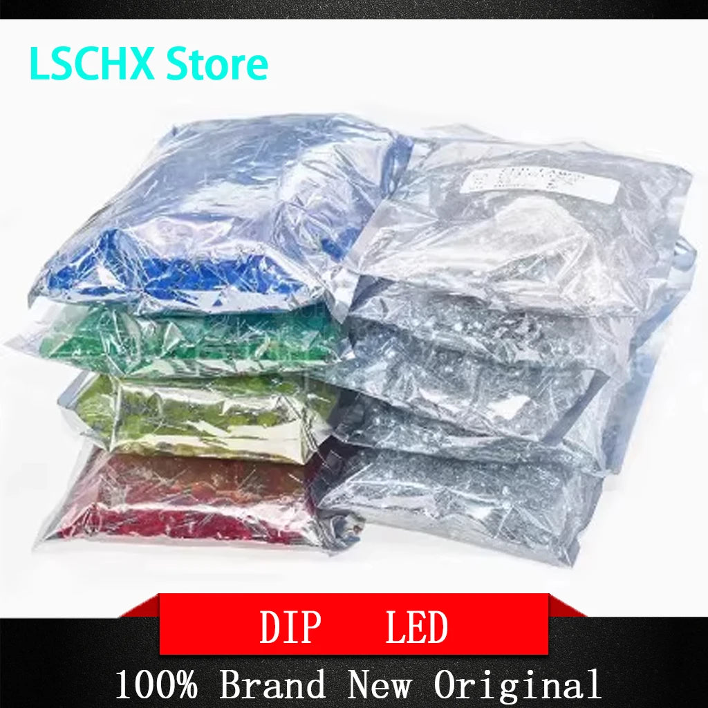 1000 Pcs 5mm LED Diodes – 6 Colors: Blue Green Red Yellow White LED Components Kit Axl white turn white