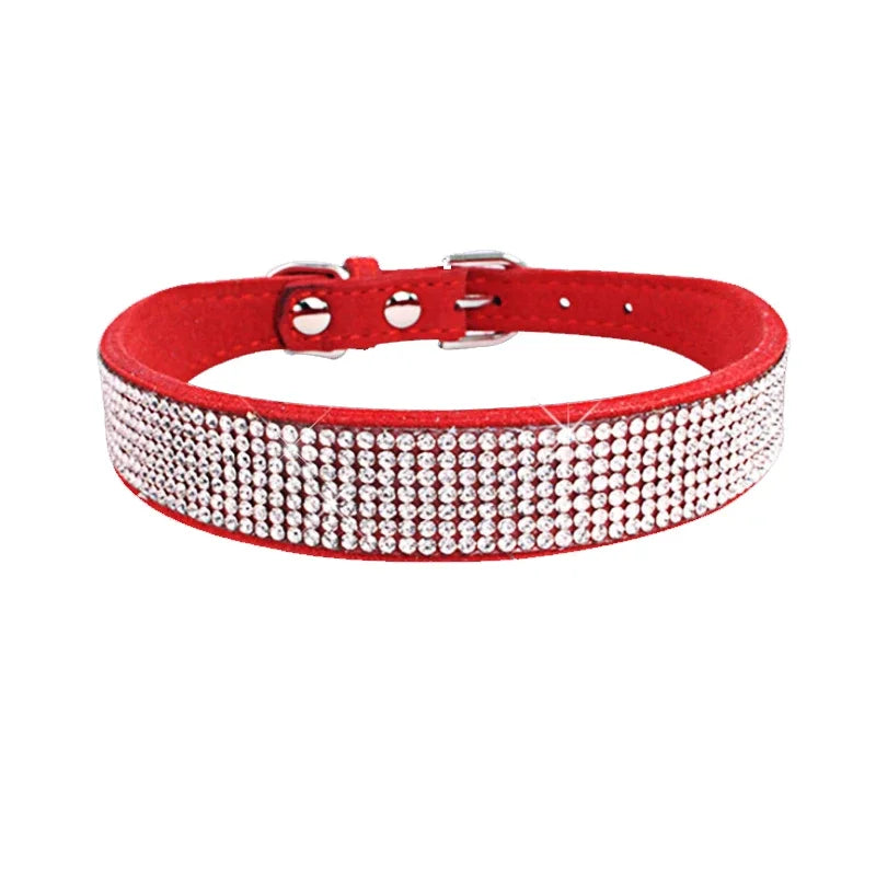 Rhinestone Crystal Dog Collar – Bling Pet Collar for Small Dogs Rhinestone Pet Collar Axl Red S