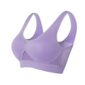 Women's Seamless Wire-Free Sports Bra – Hollow Mesh Quick-Dry Seamless Sports Bra Axl Purple 3XL