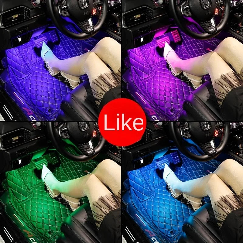 Car RGB LED Interior Ambient Light Strip Kit – 8 Colors 4 PCS Car LED Light Strip Axl