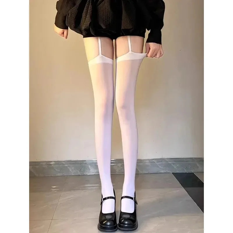 Thigh High Stockings with Garters – Velvet Over Knee Y2K Socks Thigh High Stockings Axl
