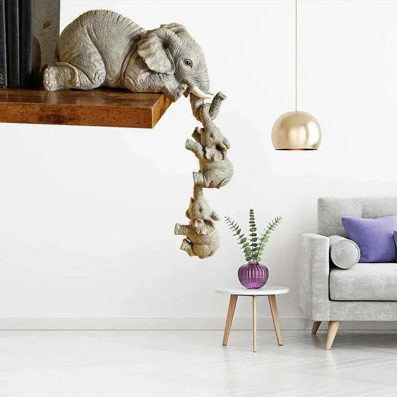Cute Elephant Figurines Set of 3 – Shelf Edge Resin Decor Resin Figurine Set Axl