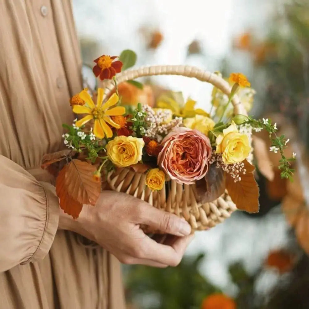 Willow Rattan Flower Basket – Half Moon Wicker with Handle Wicker Storage Basket Axl