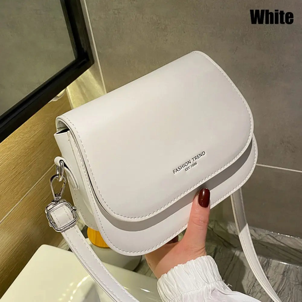 Women's PU Leather Saddle Crossbody Bag – Flap Shoulder Bag Crossbody Shoulder Bag Axl white