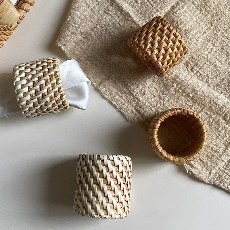 Handmade Rattan Napkin Rings | Rustic Woven Table Decor Rattan Napkin Rings Axl