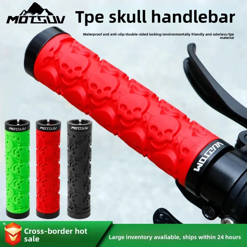 Skull Double Lock-On MTB Bike Handlebar Grips | TPE Anti-Slip Bike Handlebar Grips Axl