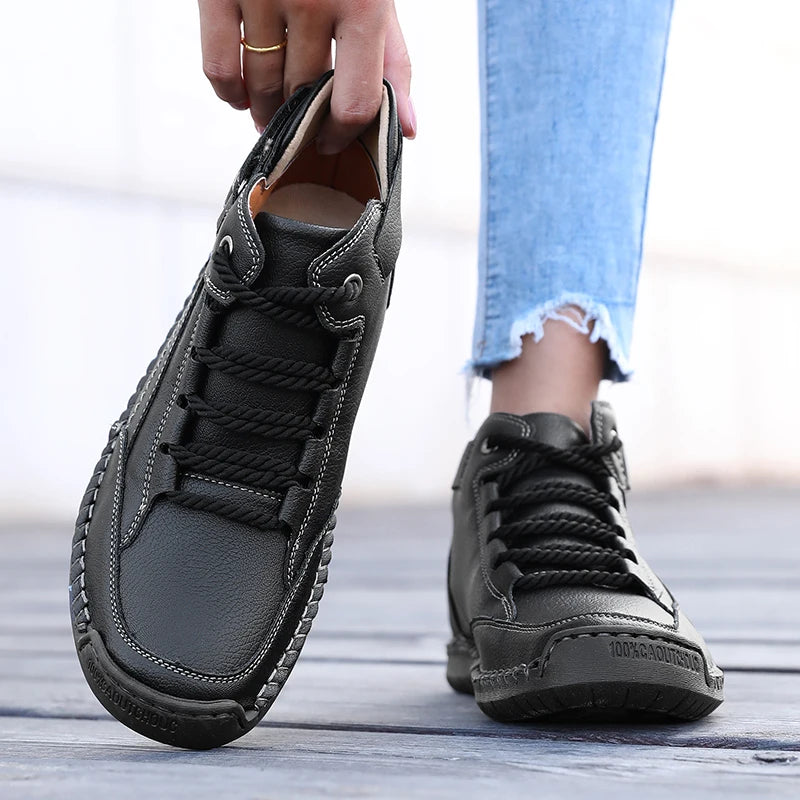 AZGB Women's Handmade Leather Ankle Boots | Breathable Walking Women's Ankle Boots Axl
