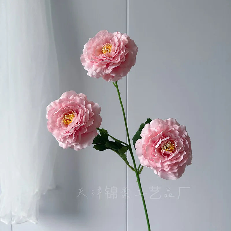 Artificial Peony Flower Branch 3-Head 64cm | Wedding Home Decor Artificial Flower Branch Axl Pink
