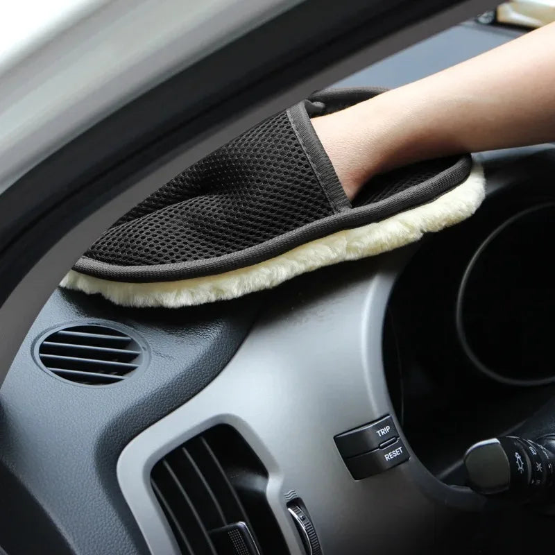 Plush Wool Car Wash Gloves – Auto & Motorcycle Cleaning Mitt Car Wash Mitt Axl