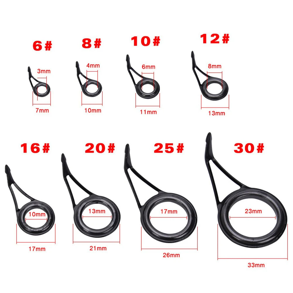 Stainless Steel Fishing Rod Guide Rings – 8 Sizes (6#–30#) Fishing Rod Guide Axl
