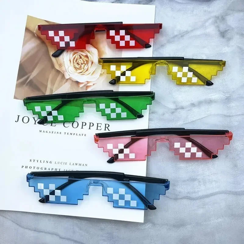 5-Pack Pixel Mosaic Novelty Sunglasses | Fun Party Glasses Novelty Party Glasses Axl