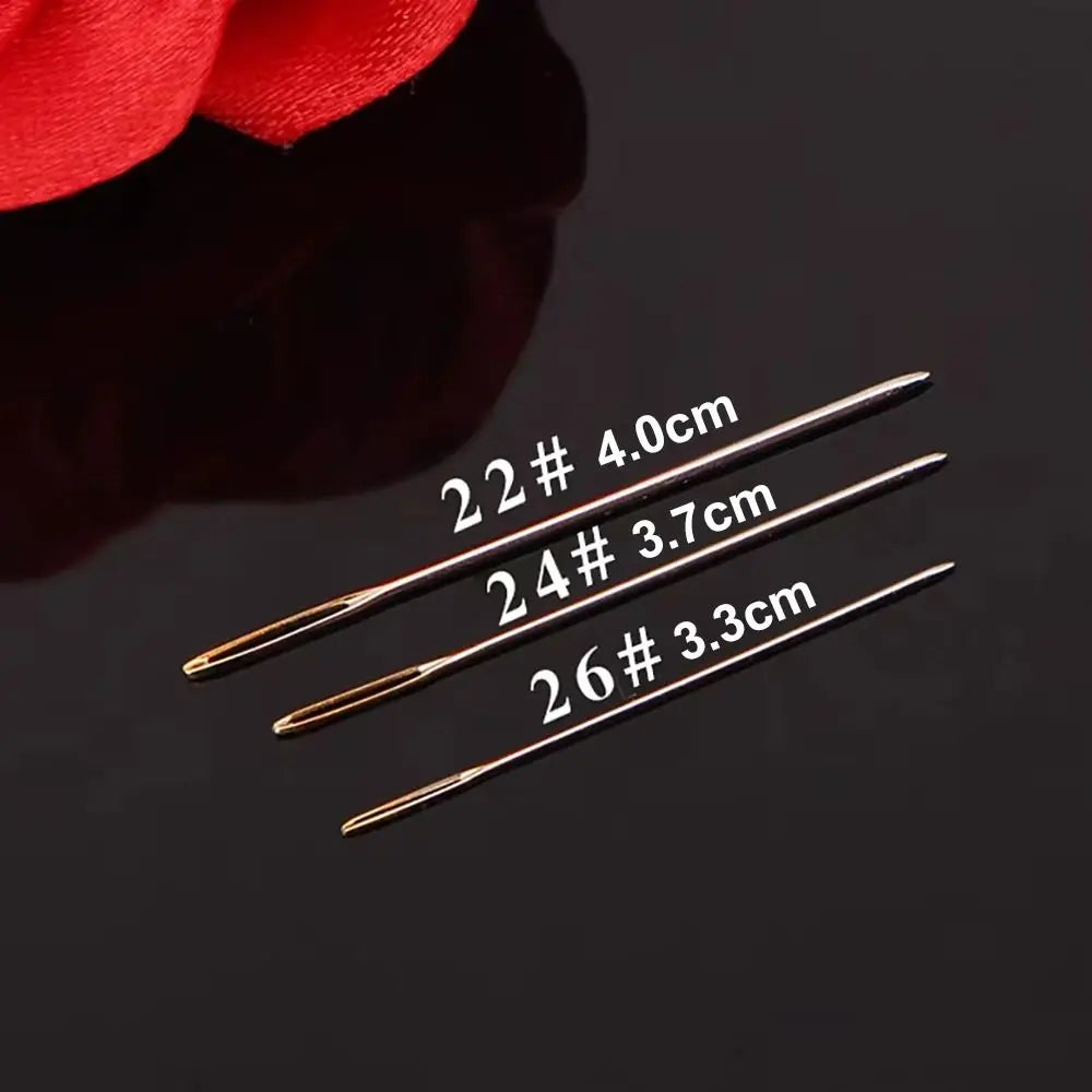 100-Pack Cross Stitch Darning Needles Sizes 22/24/26 Steel Embroidery Needles Set Axl