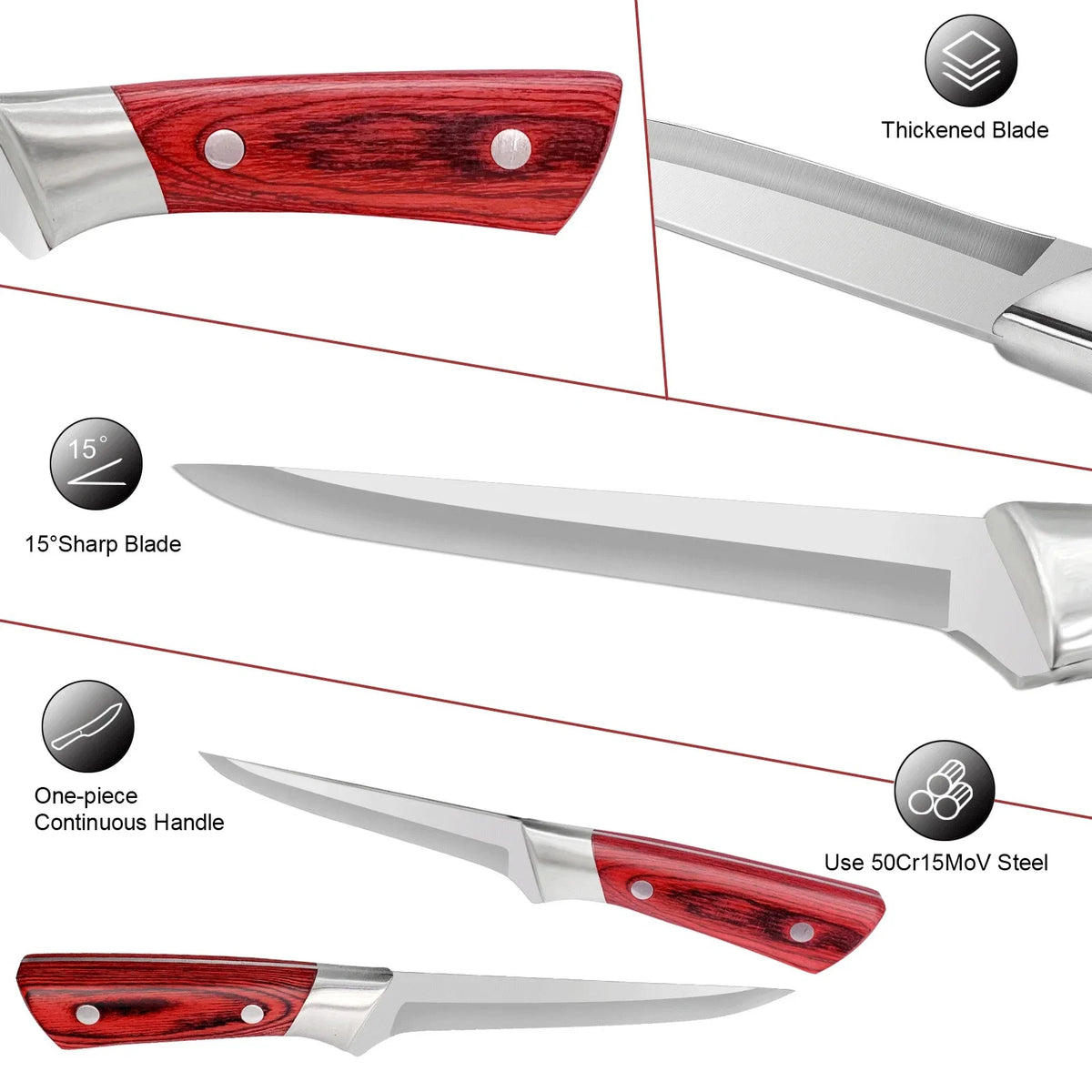 Stainless Steel Boning Knife Set – 1, 2 or 3-Piece Butcher Boning Knife Set Axl
