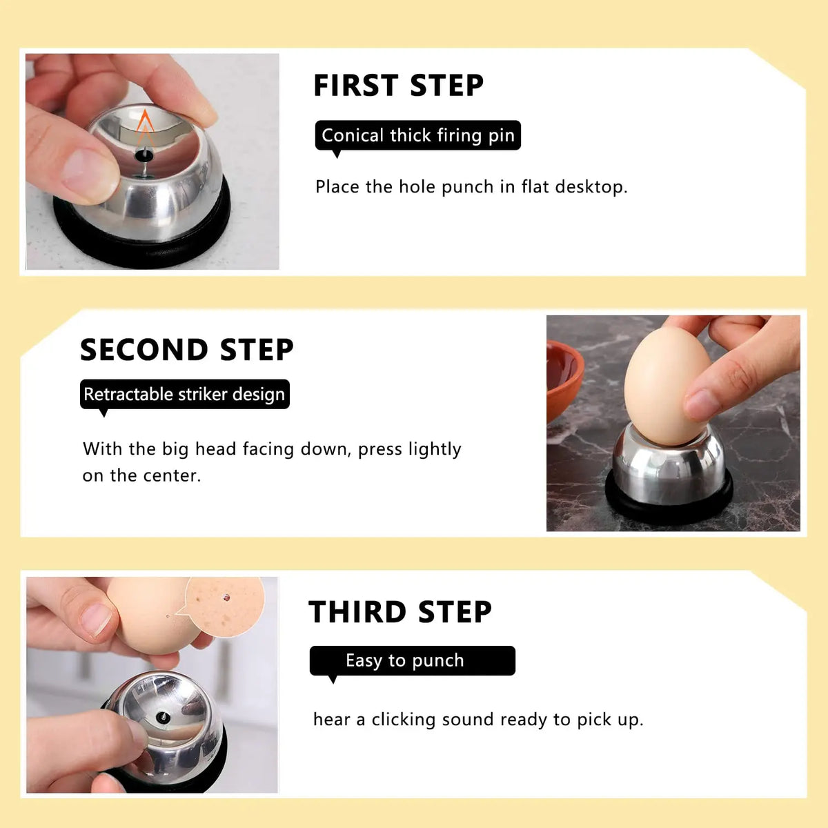 Egg Piercer Stainless Steel Needle – Non-Slip Base Kitchen Tool Egg Kitchen Tool Axl