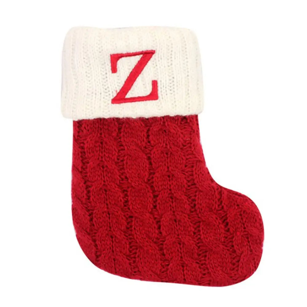 Knitted Christmas Stocking – Alphabet Letter Xmas Décor Gift Christmas Stocking Axl Z