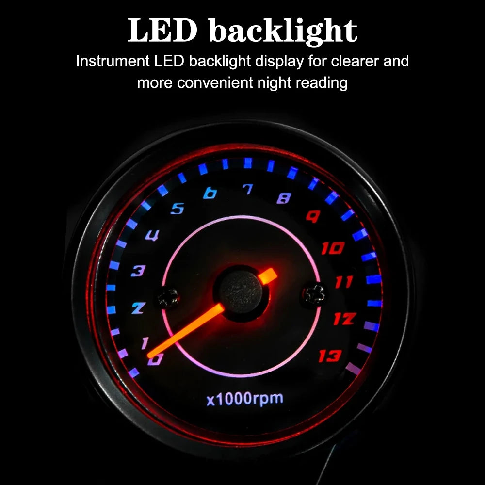 Universal Motorcycle Speedometer Tachometer with LED Light Motorcycle Gauge Axl