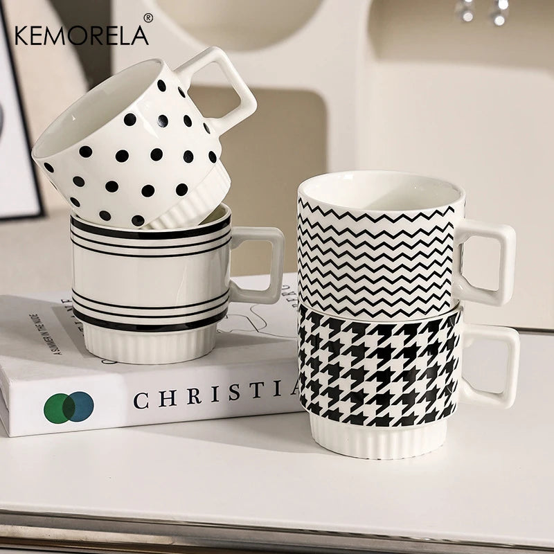 KEMORELA Nordic Ceramic Mug – Stackable Coffee & Tea Cup Ceramic Coffee Mug Axl