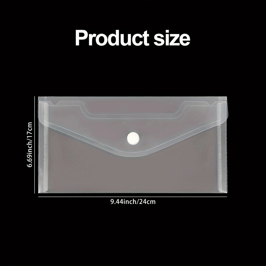 10-Pack A5 Transparent Document Bags | Button Closure Organizer Document Storage Bags Axl