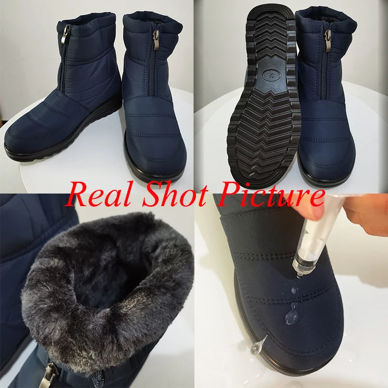 Women's Waterproof Snow Boots – Warm Plush Ankle Zip Boots Women's Snow Boots Axl