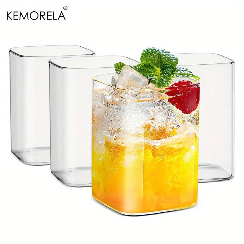 KEMORELA 4pc Highball Glasses 15oz/19oz – Clear Tall Drink Cups Highball Glasses Set Axl 290ml 4pcs 301-400ml