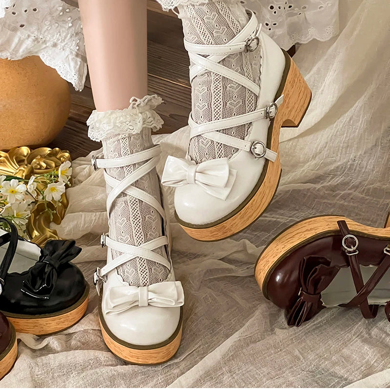 Women's Butterfly-Knot Mary Jane Heels | JK Lolita Pumps Mary Jane Pumps Axl