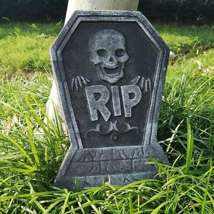 Halloween Foam Tombstone RIP Skull Prop – Waterproof Yard Decor Halloween Prop Axl