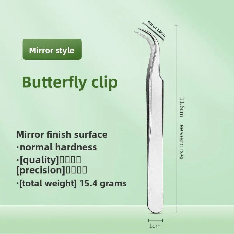 Lash Extension Tweezers – Curved Precision Stainless Steel Tool Lash Extension Tweezers Axl 1.5mmMirror light-Bu