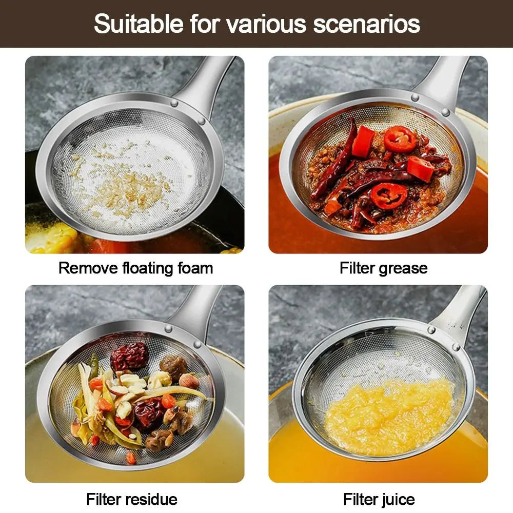304 Stainless Steel Fat Skimmer Spoon – Fine Mesh Strainer Mesh Skimmer Spoon Axl