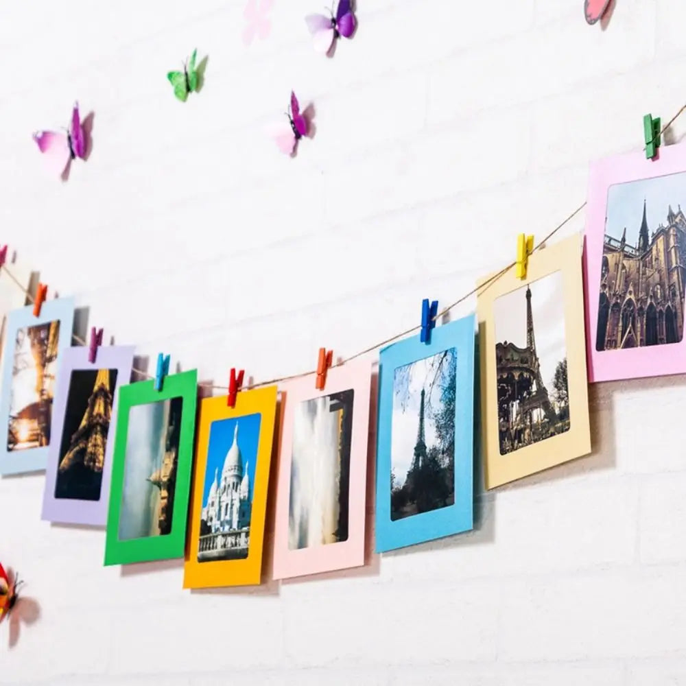 10-Piece DIY Paper Photo Frame Set with Clips & Rope | Wall Decor Photo Frame Set Axl