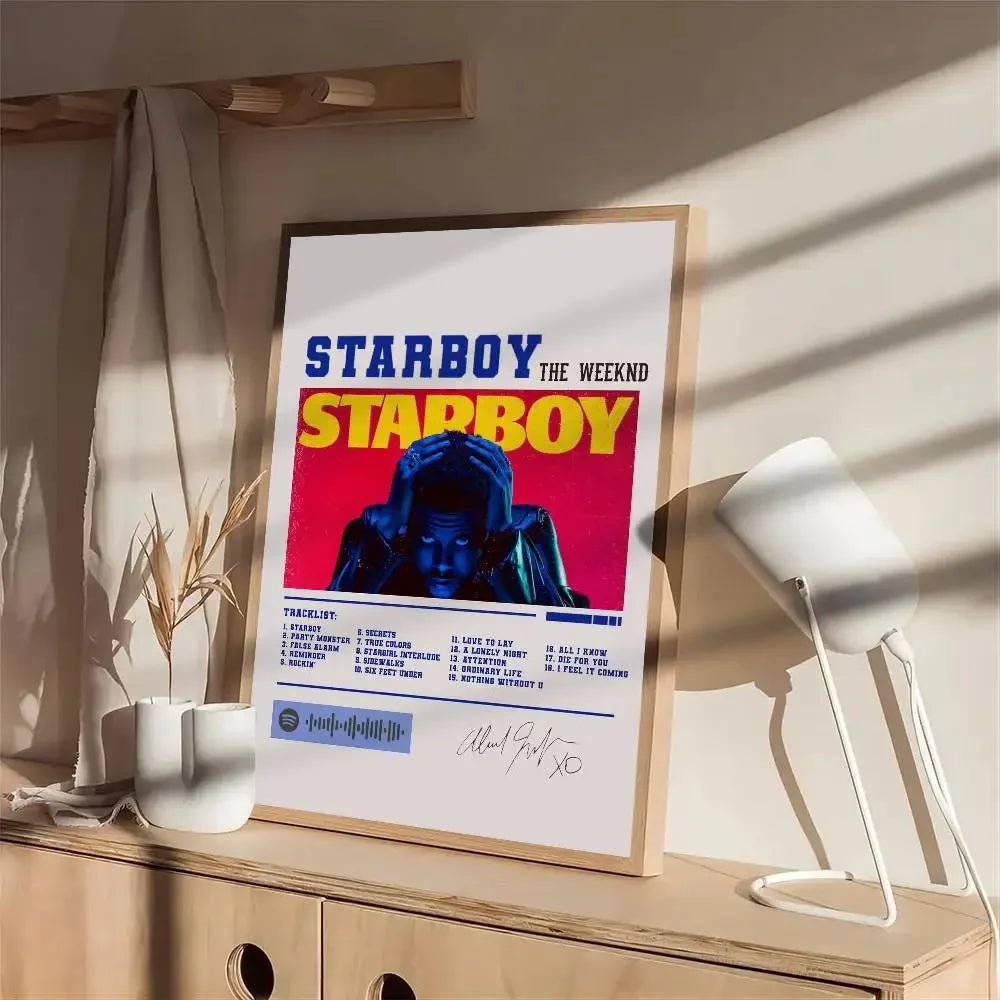 The Weeknd Starboy Self-Adhesive Wall Poster | Bar Room Decor Wall Art Poster Axl