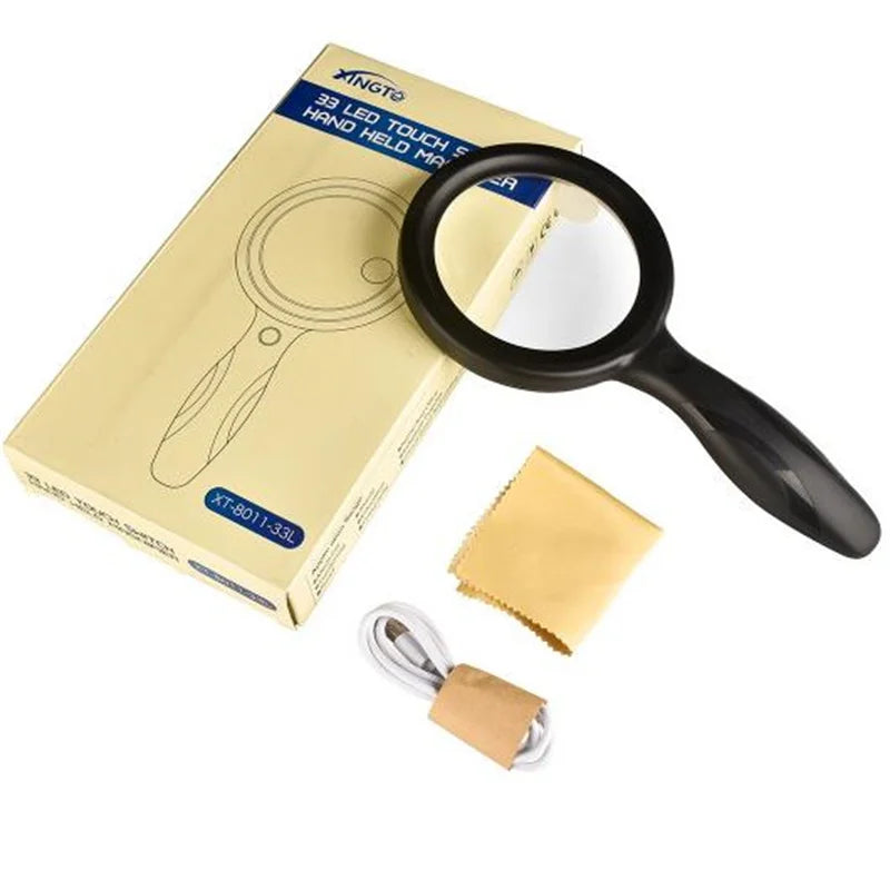 135mm LED Handheld Magnifier – Rechargeable 2x/13x Loupe Illuminated Magnifier Axl