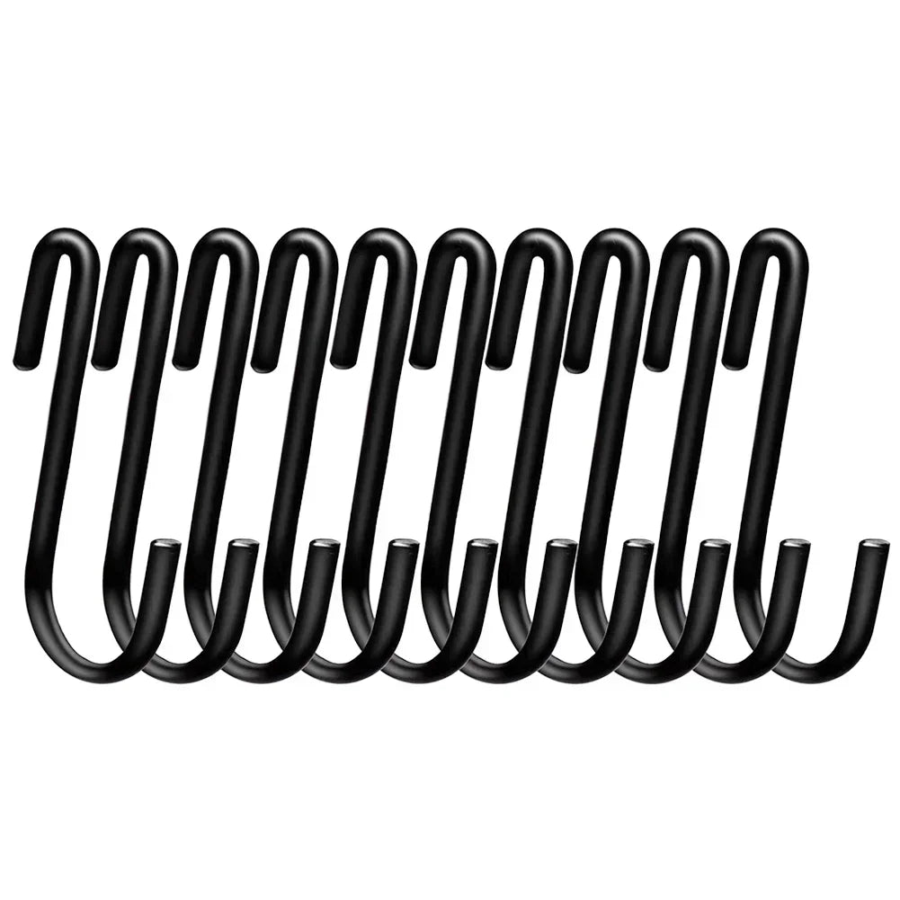 10-Pack S-Hooks Hanging Rack for Kitchen, Bathroom & Storage S-Hooks Set Axl w171 Black 10pcs 9cm