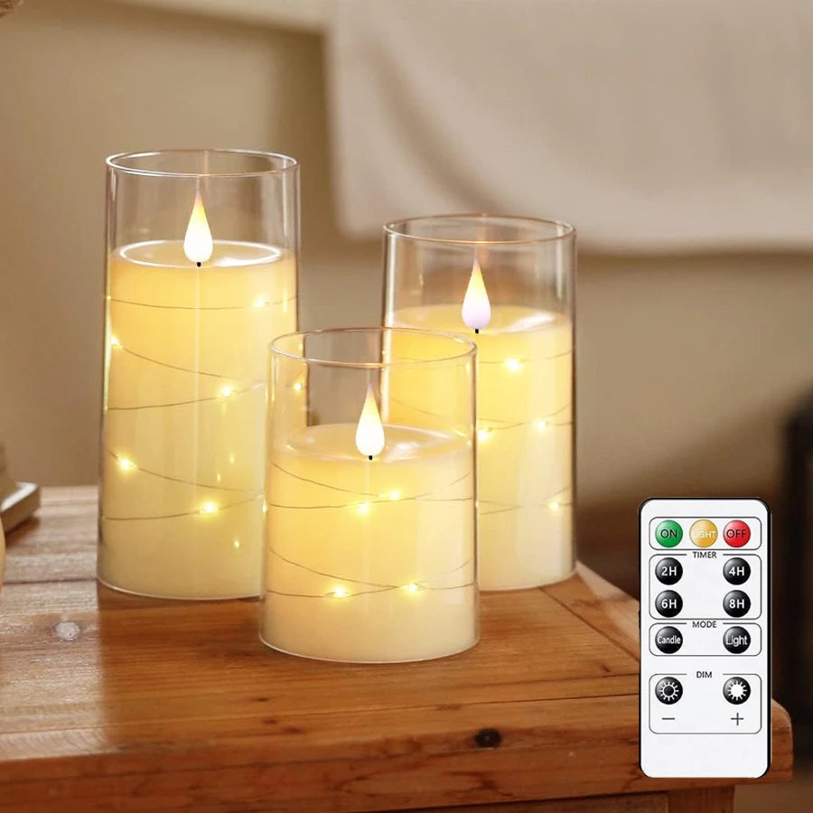 Battery-Powered Flameless LED Candles with Remote – Set of 3 LED Candle Set Axl