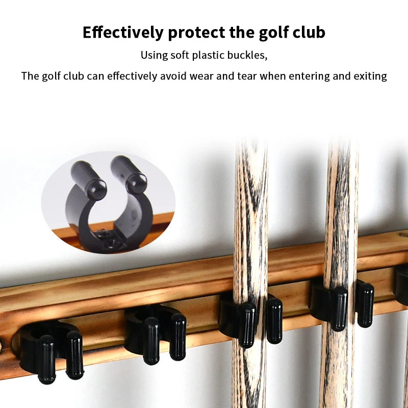6-Hole Wall Mount Solid Wood Pool Cue Rack | Billiard Holder Billiard Cue Rack Axl
