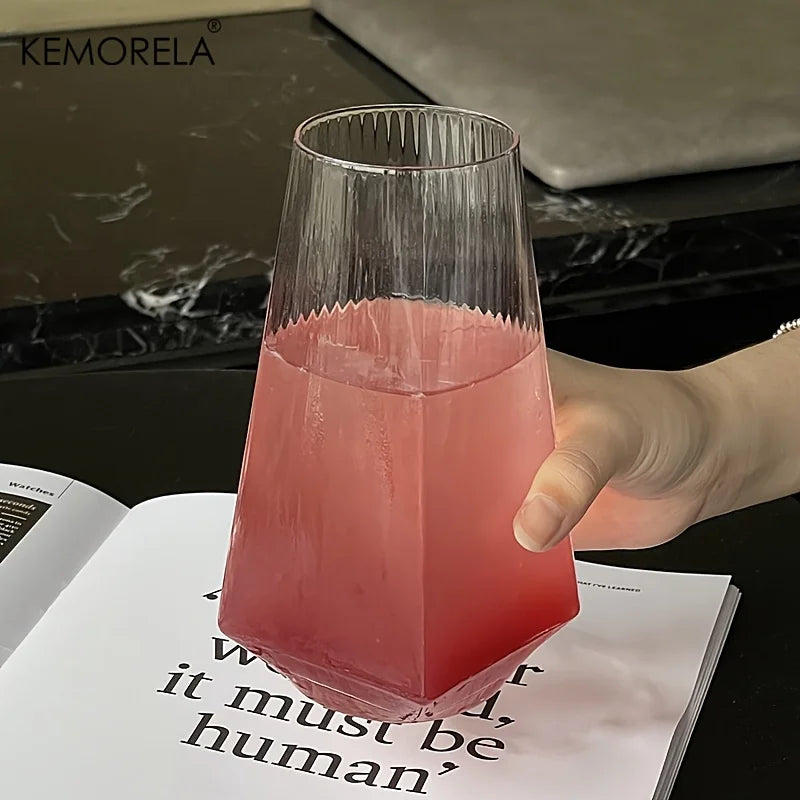 KEMORELA 500ml Geometric Crystal Highball Glasses – 1 or 2 Pack Highball Drinking Glasses Axl
