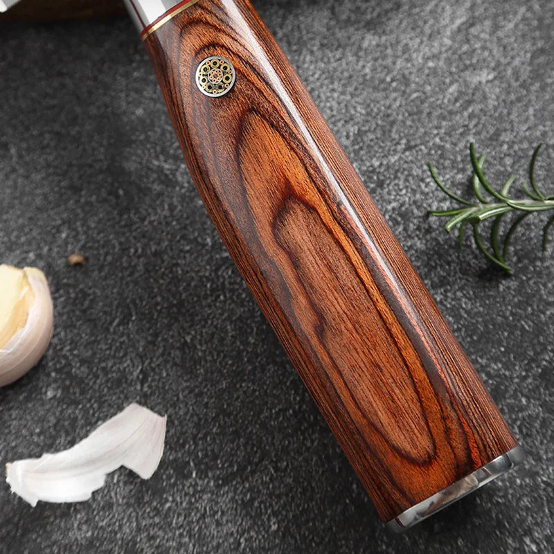 XUAN FENG Damascus Steel Chef Knife – 9" Wood Handle Damascus Chef Knife Axl