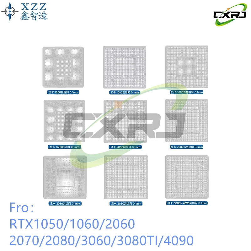 BGA Reballing Stencil GTX RTX Intel NVIDIA GPU Chips Steel Mesh BGA Reballing Stencil Axl