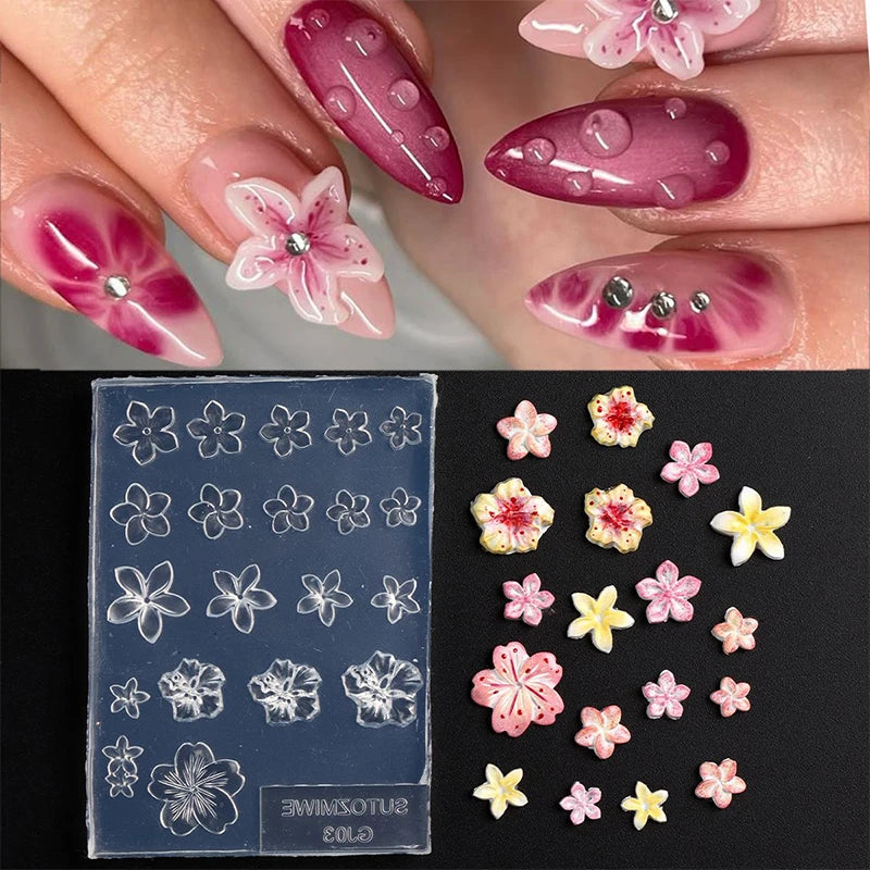 Frangipani Silicone Nail Art Mold – Flower Manicure Template Nail Art Mold Axl